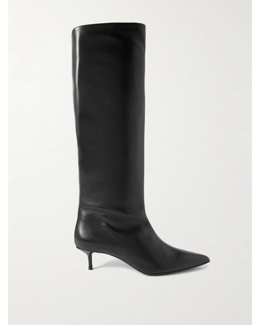 Staud Black Sebastian Leather Knee Boots