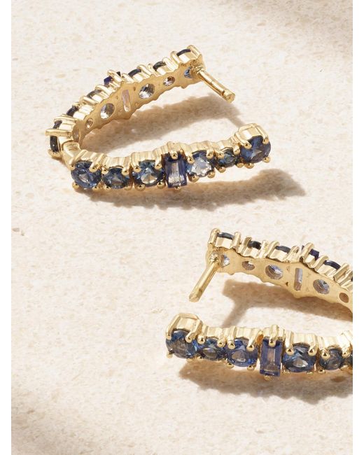 Ileana Makri Natural Rivulet 18-Karat Sapphire Hoop Earrings