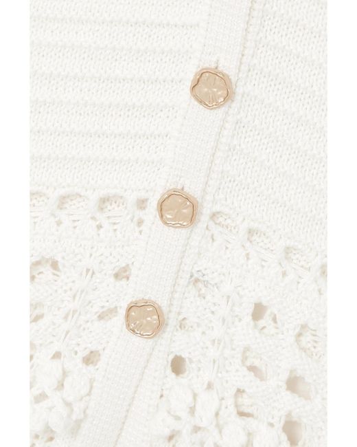 retroféte White Alaia Iridescent Crochet-Knit Cardigan