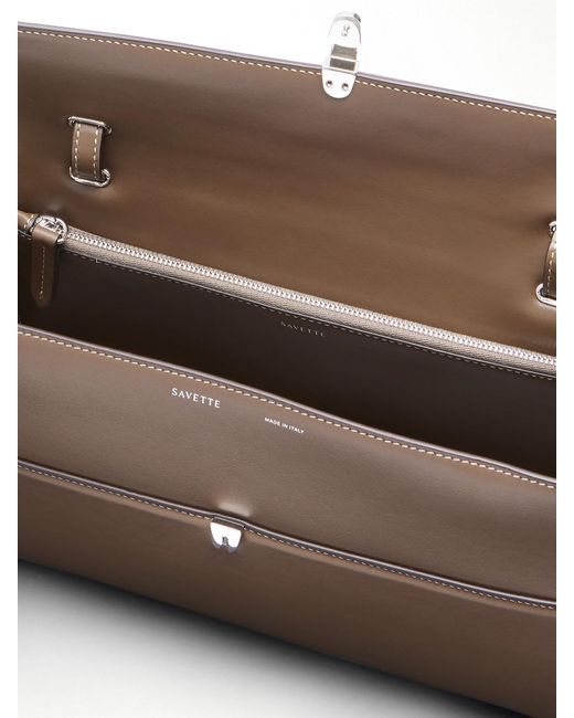 SAVETTE Natural Symmetry Trapeze Leather Shoulder Bag