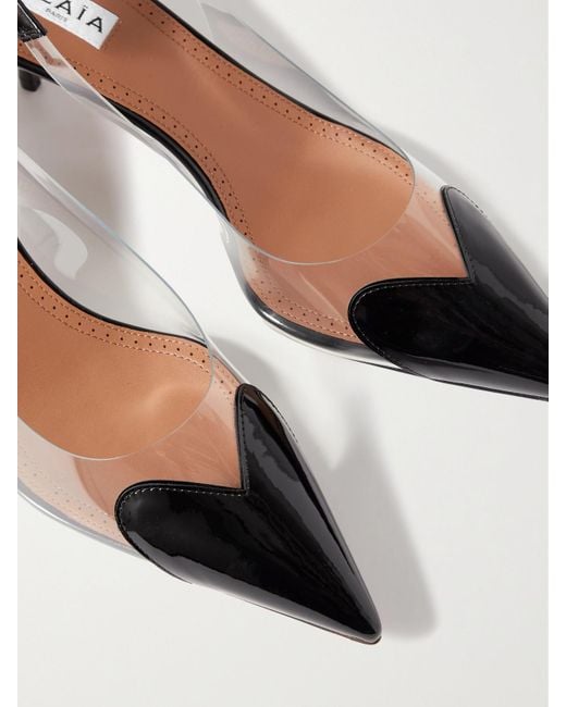 Alaïa Natural Le Cœur 55 Pu And Patent-Leather Slingback Pumps