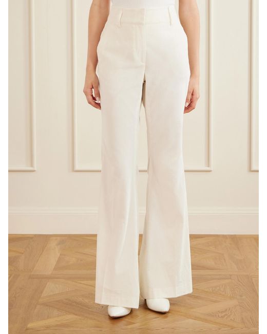 Gabriela Hearst White Ianthe Cotton-Corduroy Flared Pants
