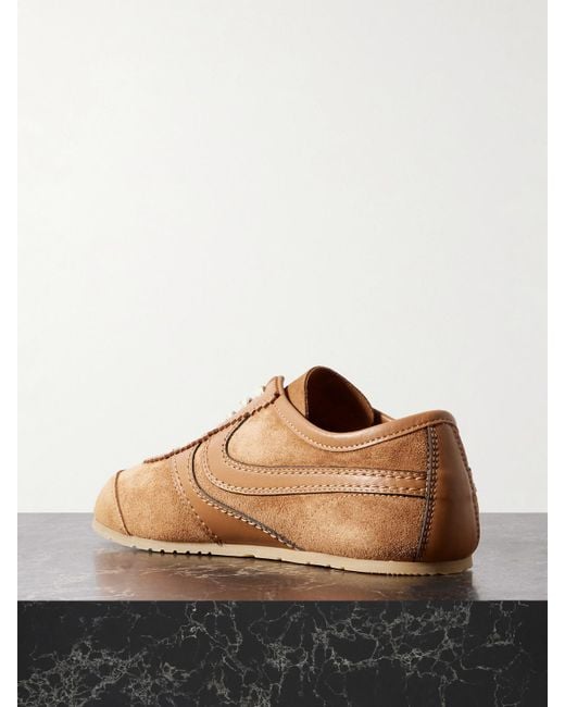 Dries Van Noten Brown Leather-Trimmed Suede Sneakers