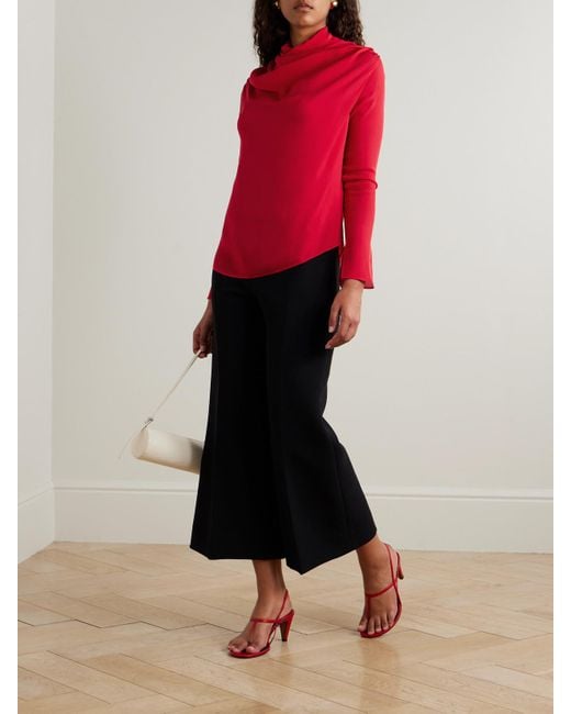 Kallmeyer Red Tabitha Draped Silk-Georgette Blouse
