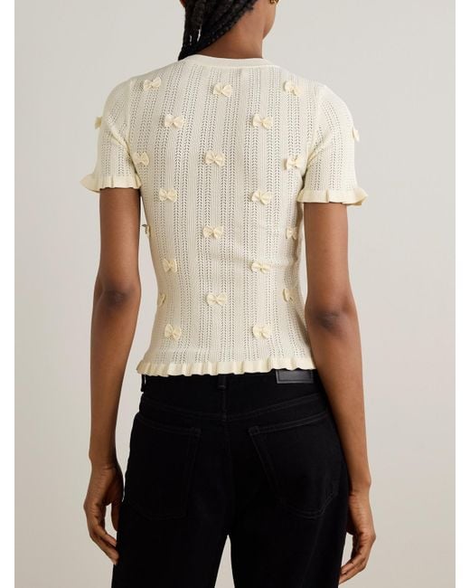 Sea Natural Alberta Embellished Pointelle-Knit Top