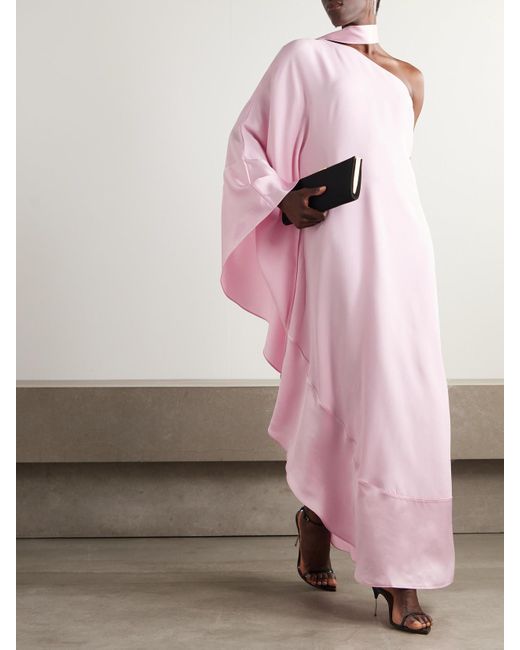 ‎Taller Marmo Pink Olympia Asymmetrische Robe Aus Crêpe Mit Satinbesatz