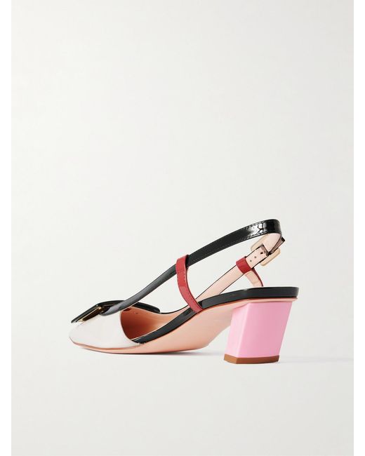 Roger Vivier Natural Belle Vivier 45 Color-Block Patent-Leather Slingback Pumps