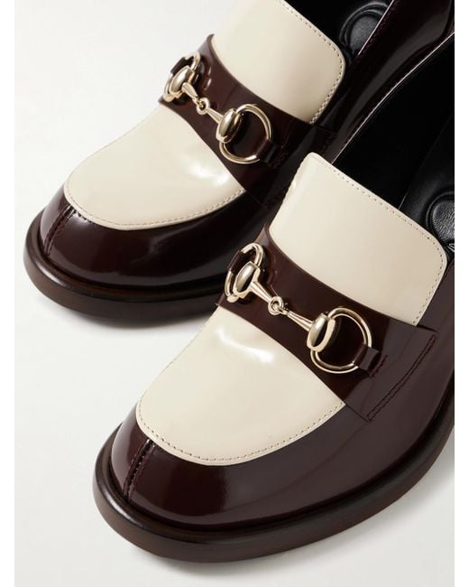Escarpins En Cuir Verni À Mors De Cheval Savoy Gucci en coloris Brown