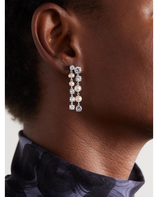Completedworks White Recycled, Pearl And Cubic Zirconia Earrings