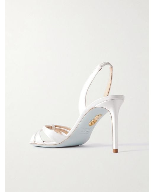Aquazzura Natural Tati 85 Satin Slingback Sandals
