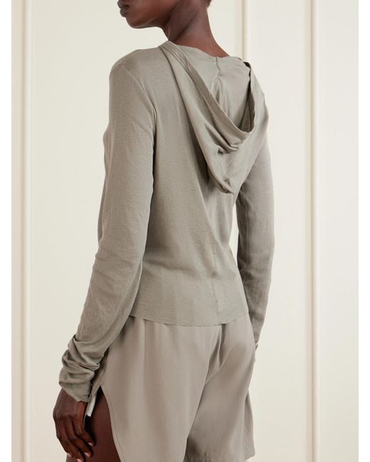 Rick Owens Gray Cropped Cotton-Jersey Hooded T-Shirt