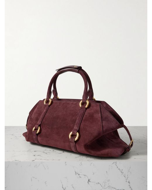 Alexander McQueen Brown Farringdon Mittelgroße Schultertasche Aus Veloursleder