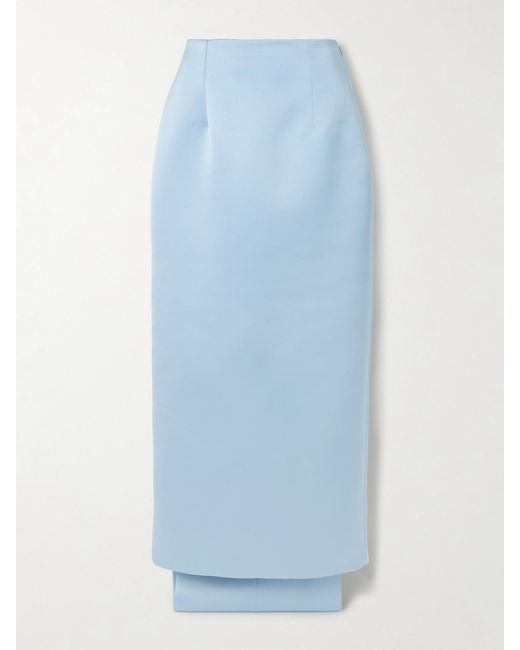 Emilia Wickstead Blue Harleigh Convertible Duchesse-Satin Midi Skirt