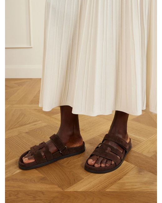 Tory Burch Brown Ines Suede Slides