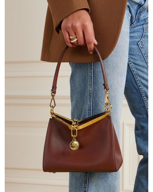 Etro Brown Schultertasche Aus Leder