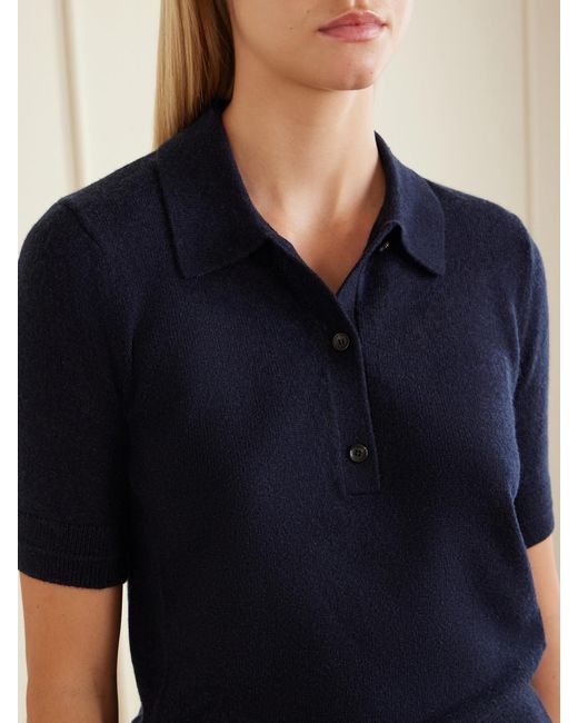 Maria McManus Blue Cashmere And Cotton-Blend Polo Shirt