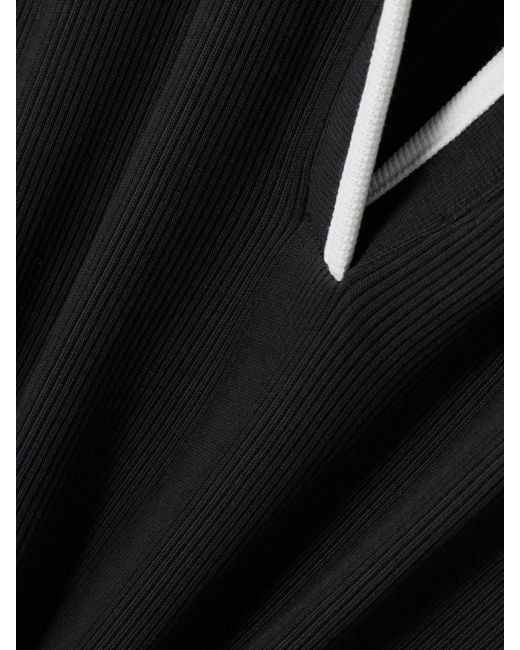 Veronica Beard Black Darien Midikleid Aus Gerippter Stretch-Pima-Baumwolle