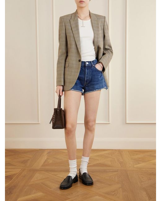 Agolde Blue Parker Frayed Denim Short