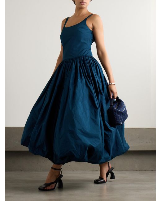 Molly Goddard Blue Lettice Gathered Taffeta Midi Dress
