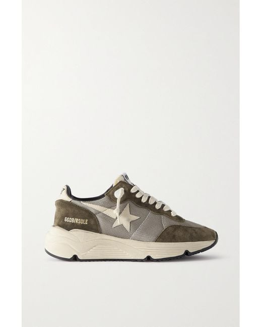 Golden Goose Running Sole Leather-trimmed Mesh And Suede Sneakers in ...