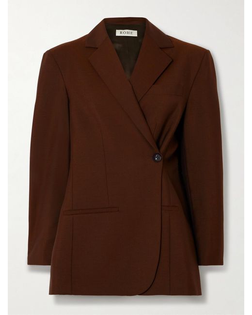 Blazer À Double Boutonnage En Laine Et Mohair Mélangés Rohe en coloris Brown