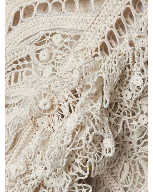 Zimmermann Natural Illuminate Cornelli Ruffled Linen And Silk-Blend Guipure Lace Mini Dress