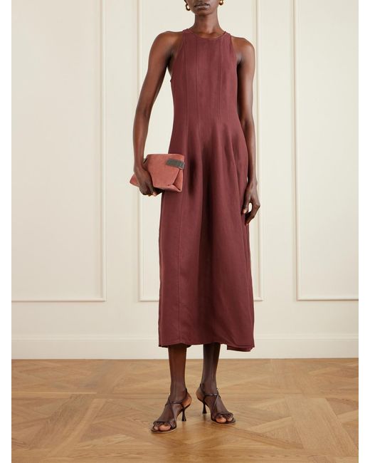 Brunello Cucinelli Pink Essence Bead-Embellished Leather-Trimmed Suede Clutch