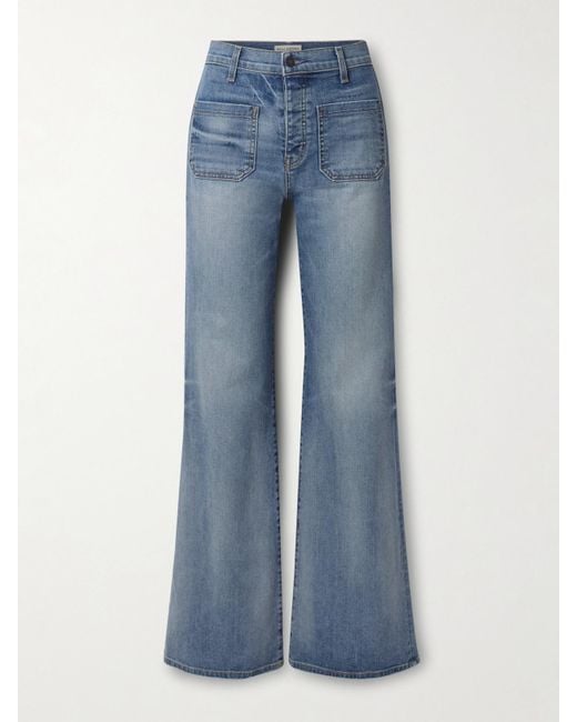Nili Lotan Blue Florence Distressed High-Rise Flared Jeans