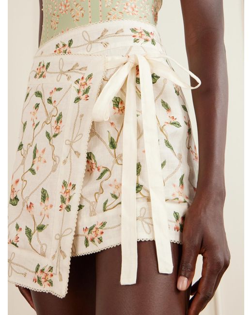 Agua Bendita Natural Luna Navegante Floral-Print Linen Coverup