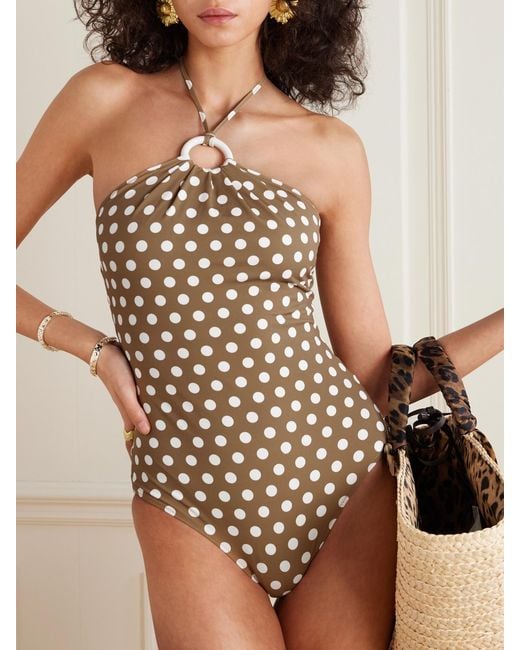 Marysia Swim White Avalon Polka-Dot Halterneck Swimsuit