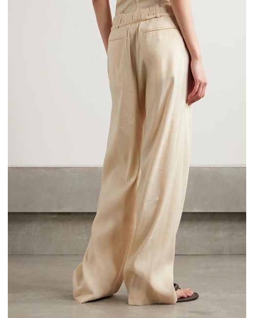 Proenza Schouler Natural Magnus Belted Linen-Blend Wide-Leg Pants