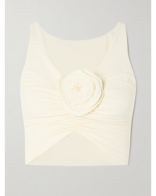 Magda Butrym Natural Appliquéd Ruched Bikini Top