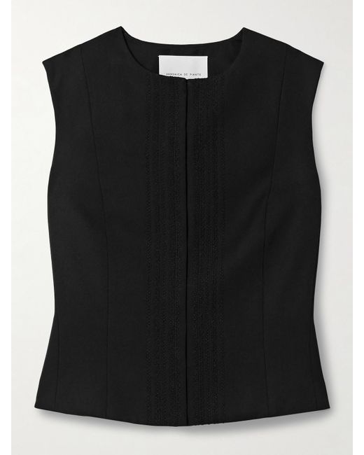Veronica de Piante Black Robie Weste Aus Grain De Poudre Mit Stickereien
