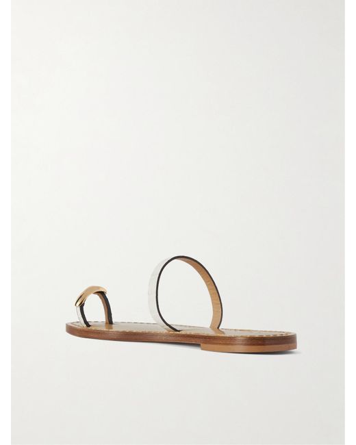 Amanu White The Kibera Embellished Croc-Effect Leather Sandals