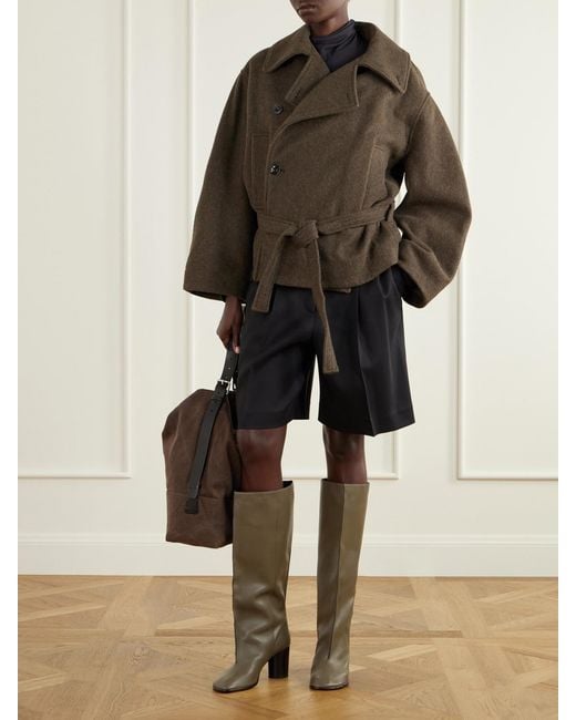 Lemaire Natural Crease Leather Knee Boots