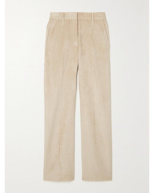 Brunello Cucinelli Natural Corduroy Straight-Leg Pants