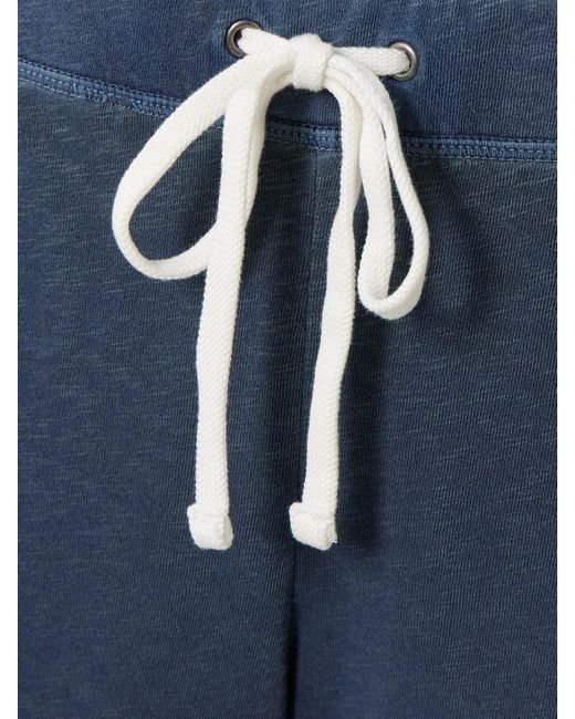 James Perse Blue Cropped Brushed Cotton-Terry Track Pants