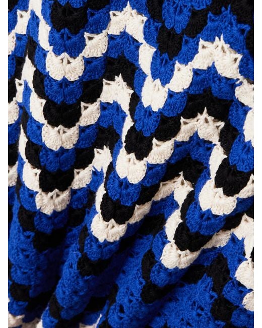 Escvdo Blue Sumac Midikleid Aus Gehäkelter Baumwolle Mit Wellenkante