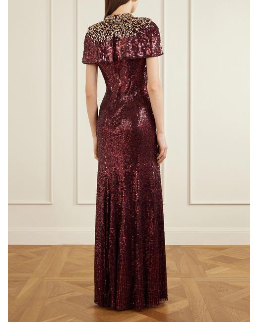 Jenny Packham Purple Radiant Sequined Crepe Gown