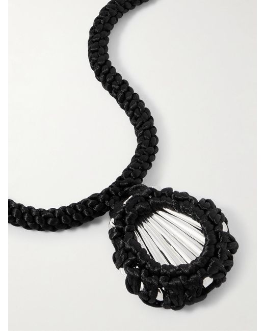 Collier En Métal Argenté Plaqué Rhodium Et Corde Ina Julietta en coloris Black