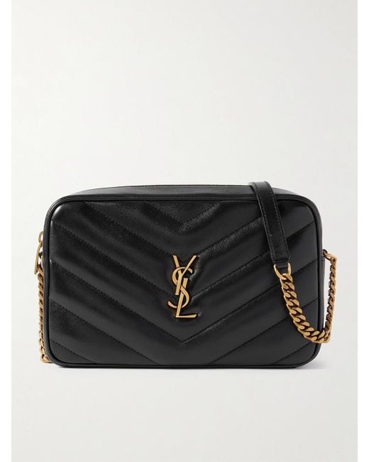 Saint Laurent Black Loulou Matelassé Textured-Leather Shoulder Bag