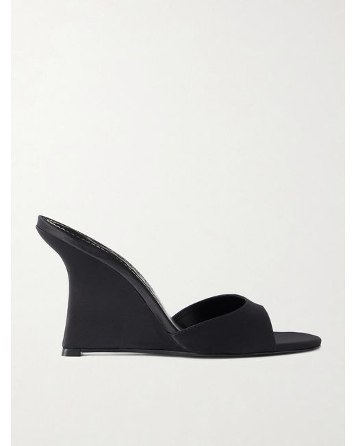 Staud Blue Brigitte Satin Wedge Mules