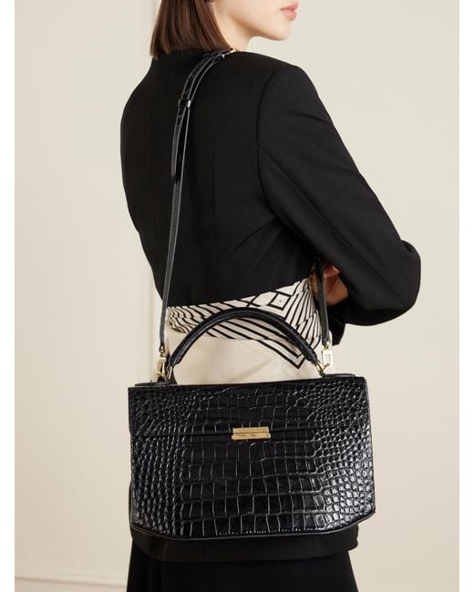 Totême Black Clip Croc-Effect Leather Shoulder Bag