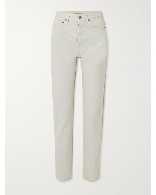 Saint Laurent Natural Hoch Sitzende Jeans Mit Schmalem Bein