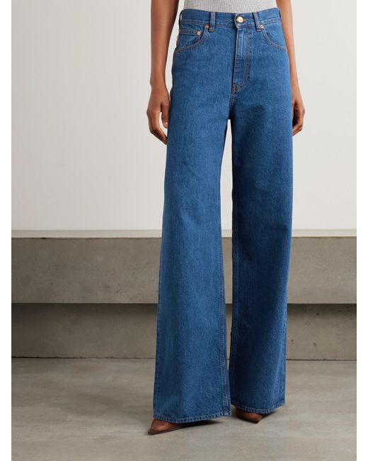 Blazé Milano Blue Nariida Java Hoch Sitzende Jeans Mit Weitem Bein Und Stickerei
