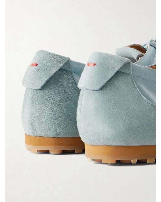 Aeyde Blue Uma Suede And Satin Sneakers