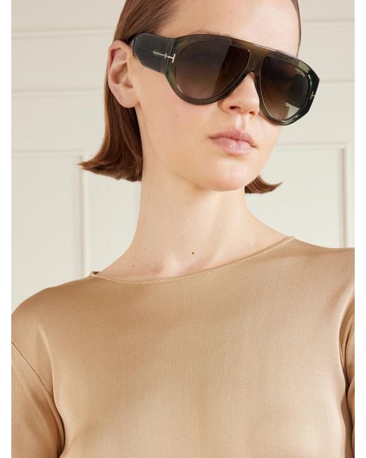 Tom Ford Green Bronson D-Frame Tortoiseshell Acetate Sunglasses