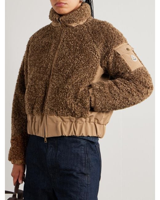 Moncler Brown Coligny Shell-Trimmed Fleece Down Jacket