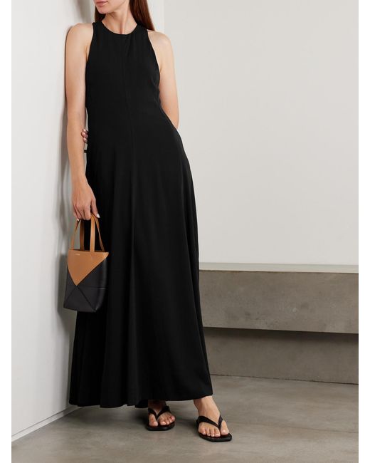 St. Agni Black Crepe Maxi Dress