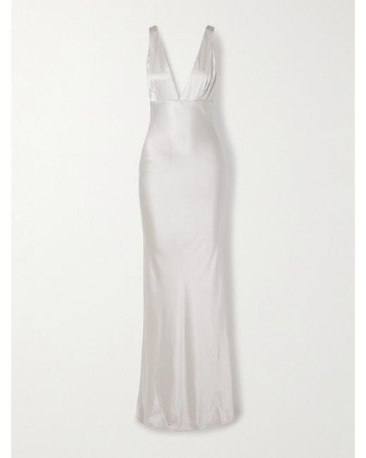 Nili Lotan White Bionca Silk-Charmeuse Gown